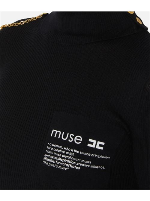 TURTLENECK WITH LETTERING DETAIL ELISABETTA FRANCHI | MK43B57E2110 Nero